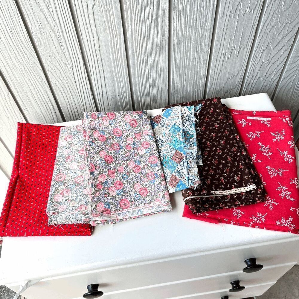 VTG 70s 80s Quilting Cotton Lot 5+ Yards Cranston Concord Marcus USA